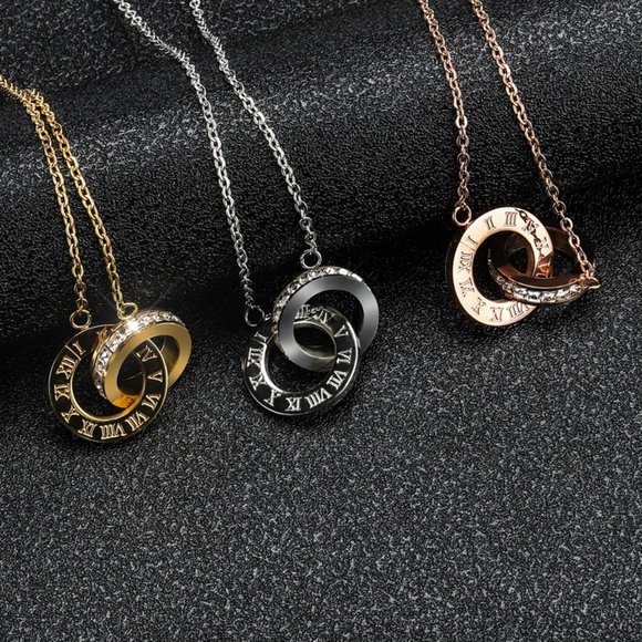 Roman Numerals Necklace & Earrings Set 18K Gold Plated - Picture 6 of 6